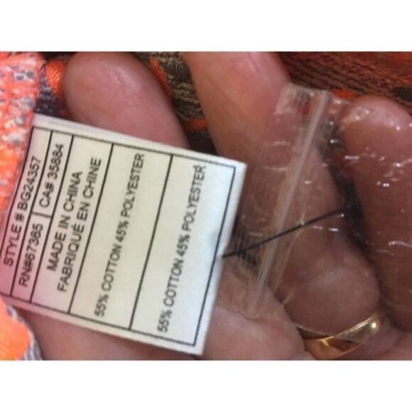 Anthropologie BB Dakota Womens Top Sz Medium Orange Gray Keyhole Zipper Textured - Picture 8 of 12